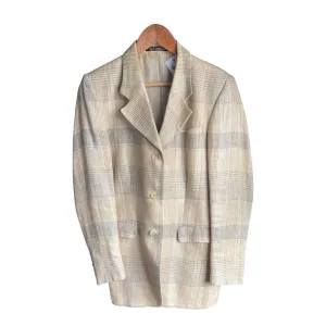 Daks Signature Cream Checked Long Sleeved Jacket UK Size 14