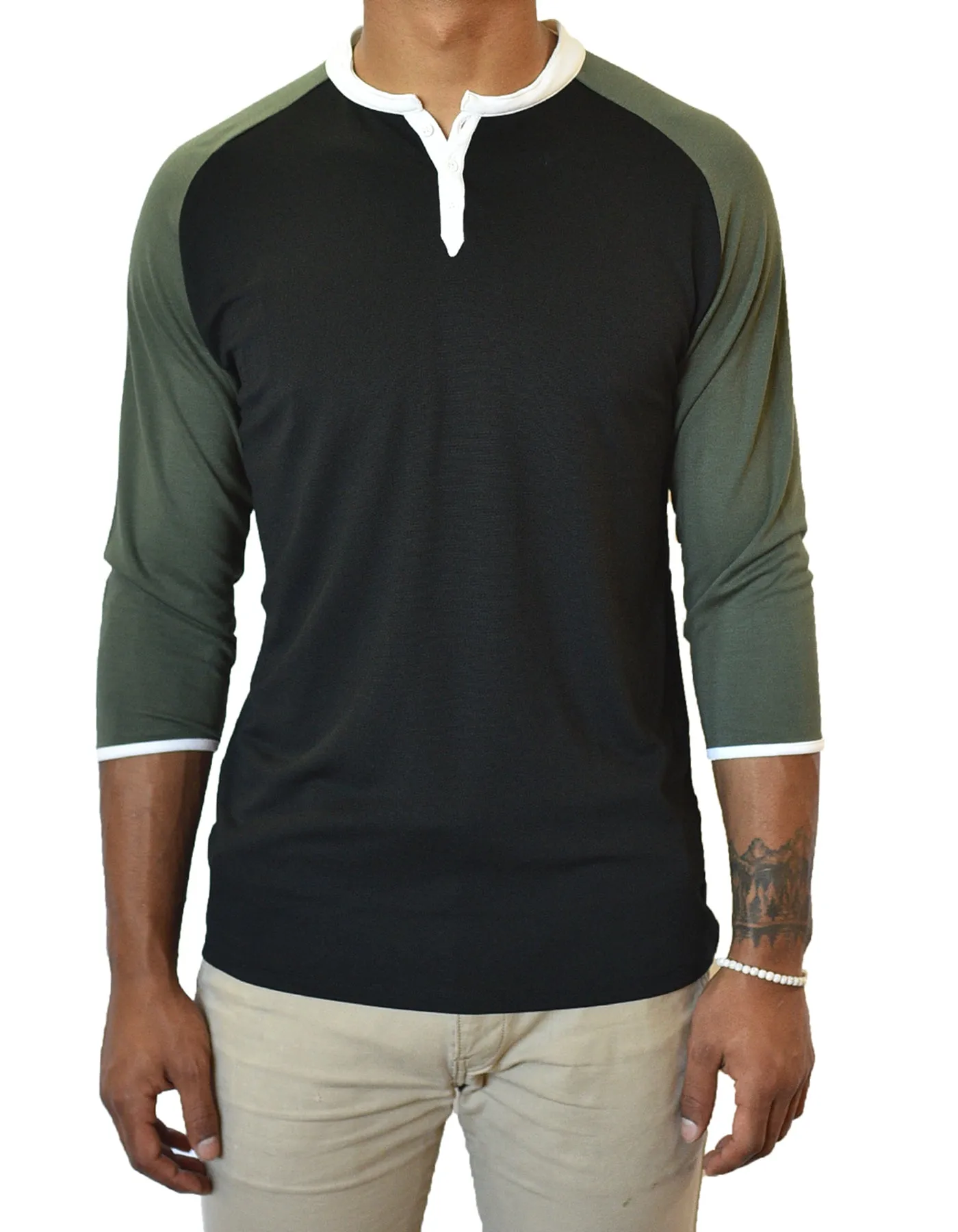 ¾ Sleeve Henley