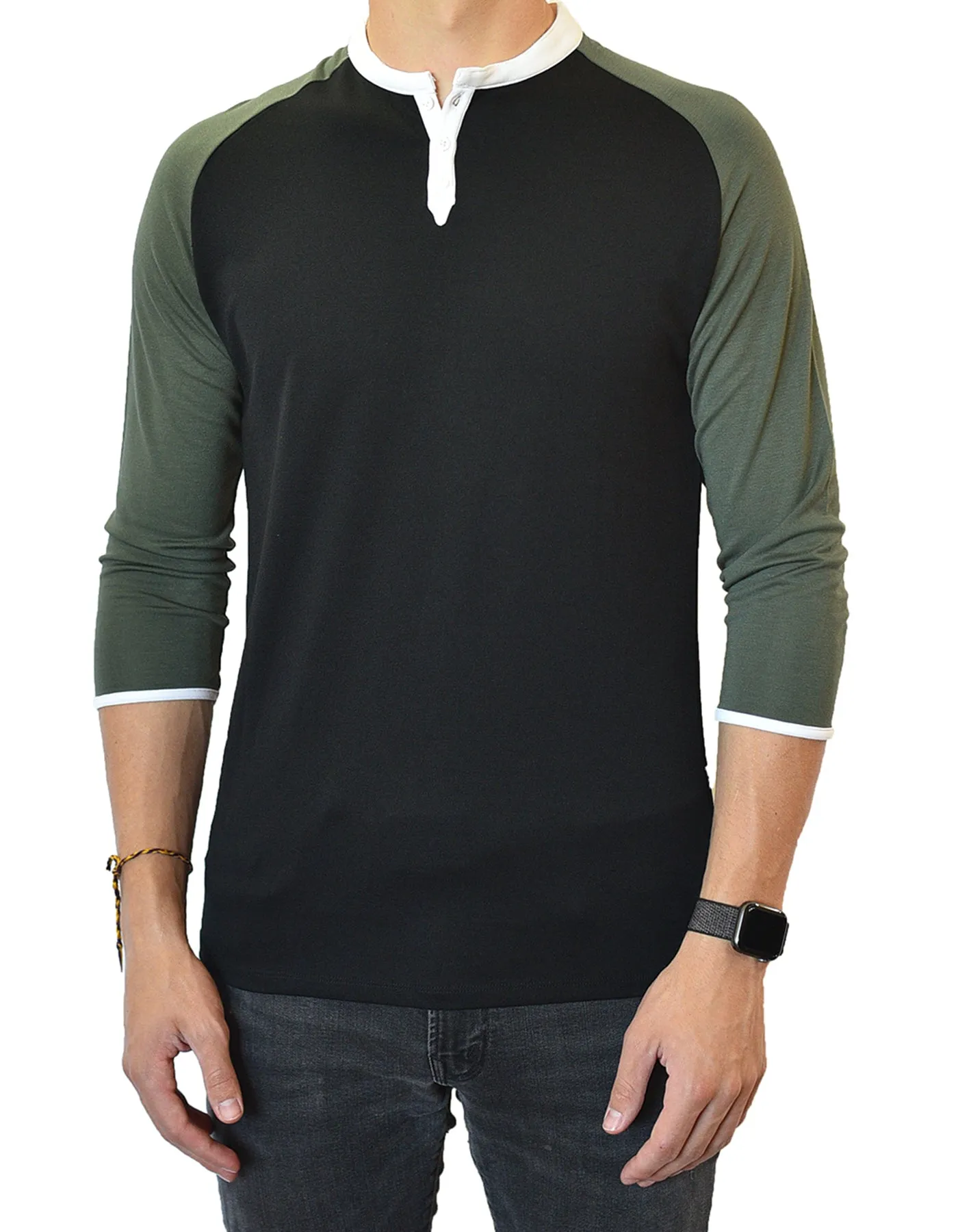 ¾ Sleeve Henley