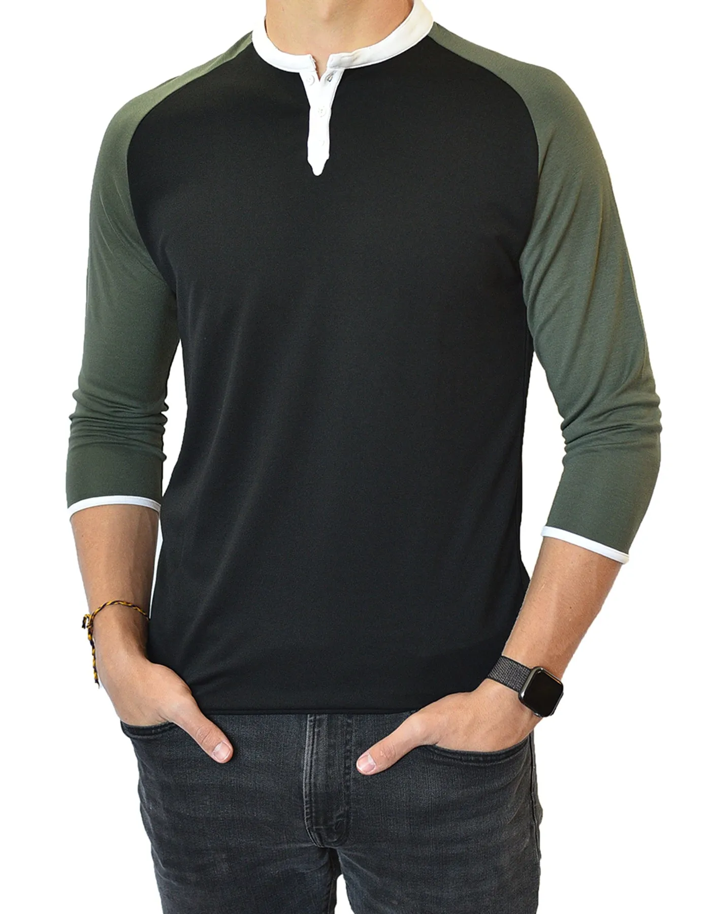 ¾ Sleeve Henley