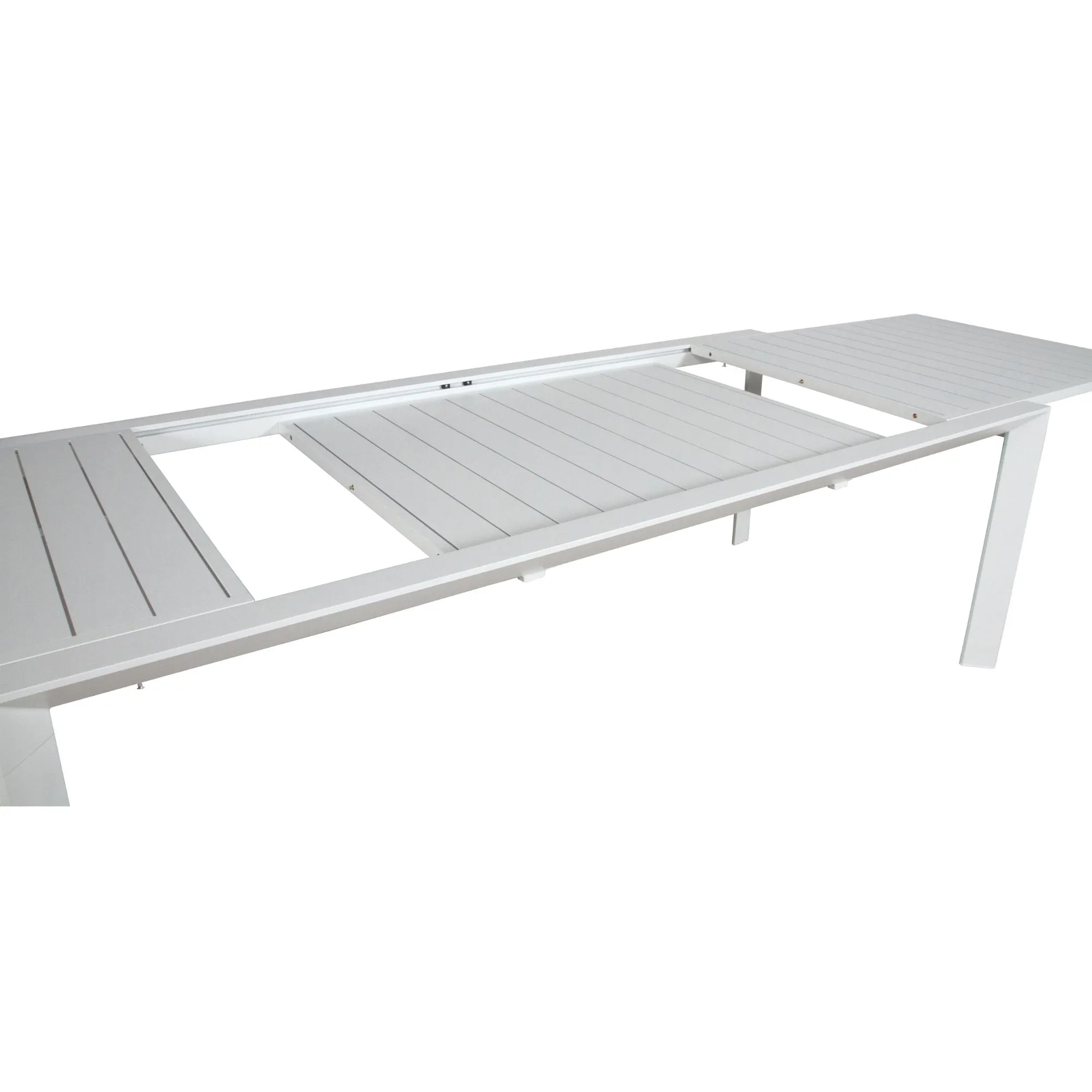 12-Seater Aluminum Outdoor Extensible Dining Table, White