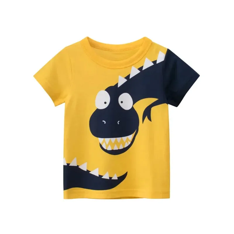 2024 Summer Children 3D Cartoon T-shirt for Boy Animal Printing Dinosaur Shark Boys T Shirt Girls Tops Tees Cartoon Kids Clothes