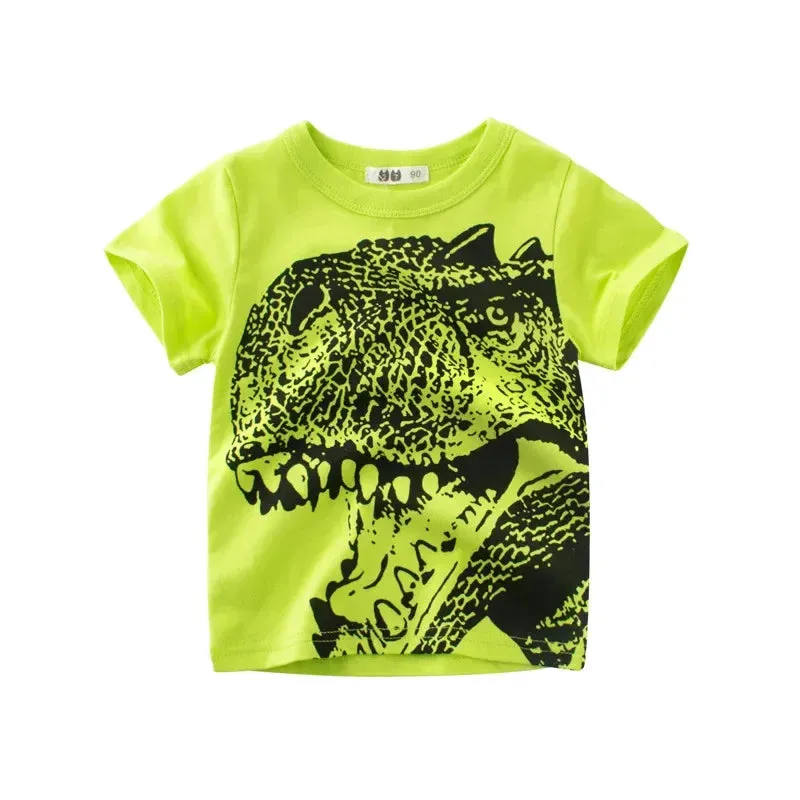 2024 Summer Children 3D Cartoon T-shirt for Boy Animal Printing Dinosaur Shark Boys T Shirt Girls Tops Tees Cartoon Kids Clothes