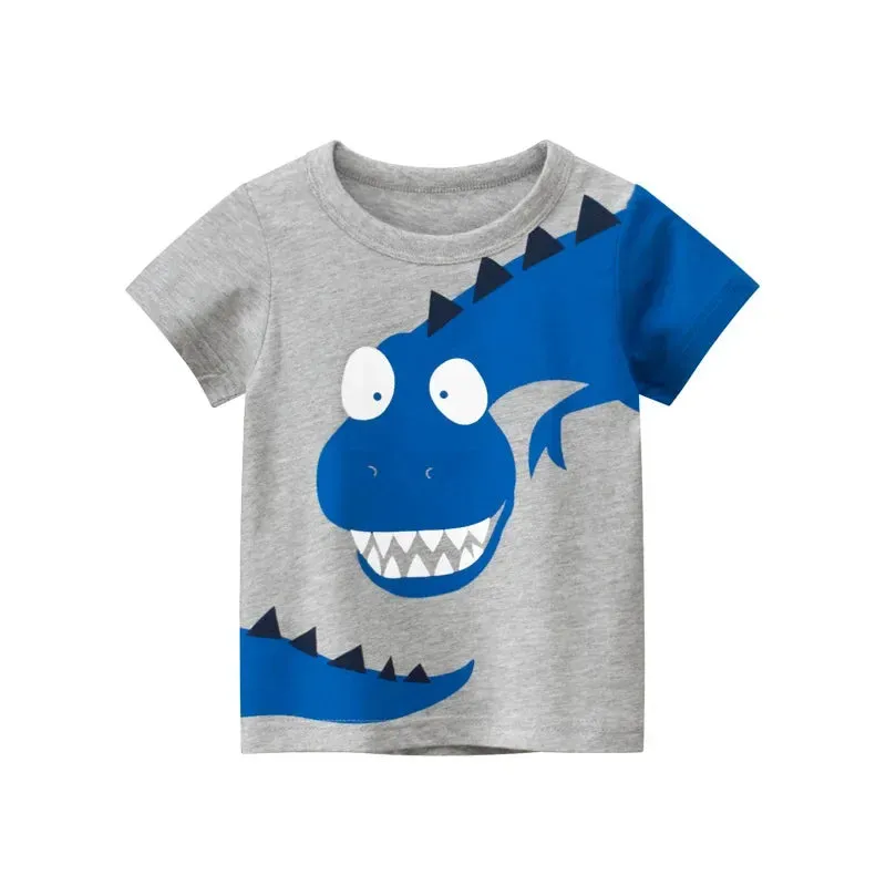 2024 Summer Children 3D Cartoon T-shirt for Boy Animal Printing Dinosaur Shark Boys T Shirt Girls Tops Tees Cartoon Kids Clothes