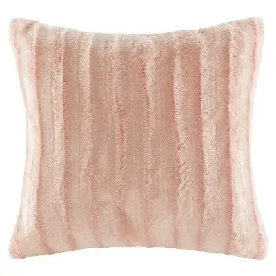 20"x20" Oversize York Faux Fur Square Throw Pillow Blush