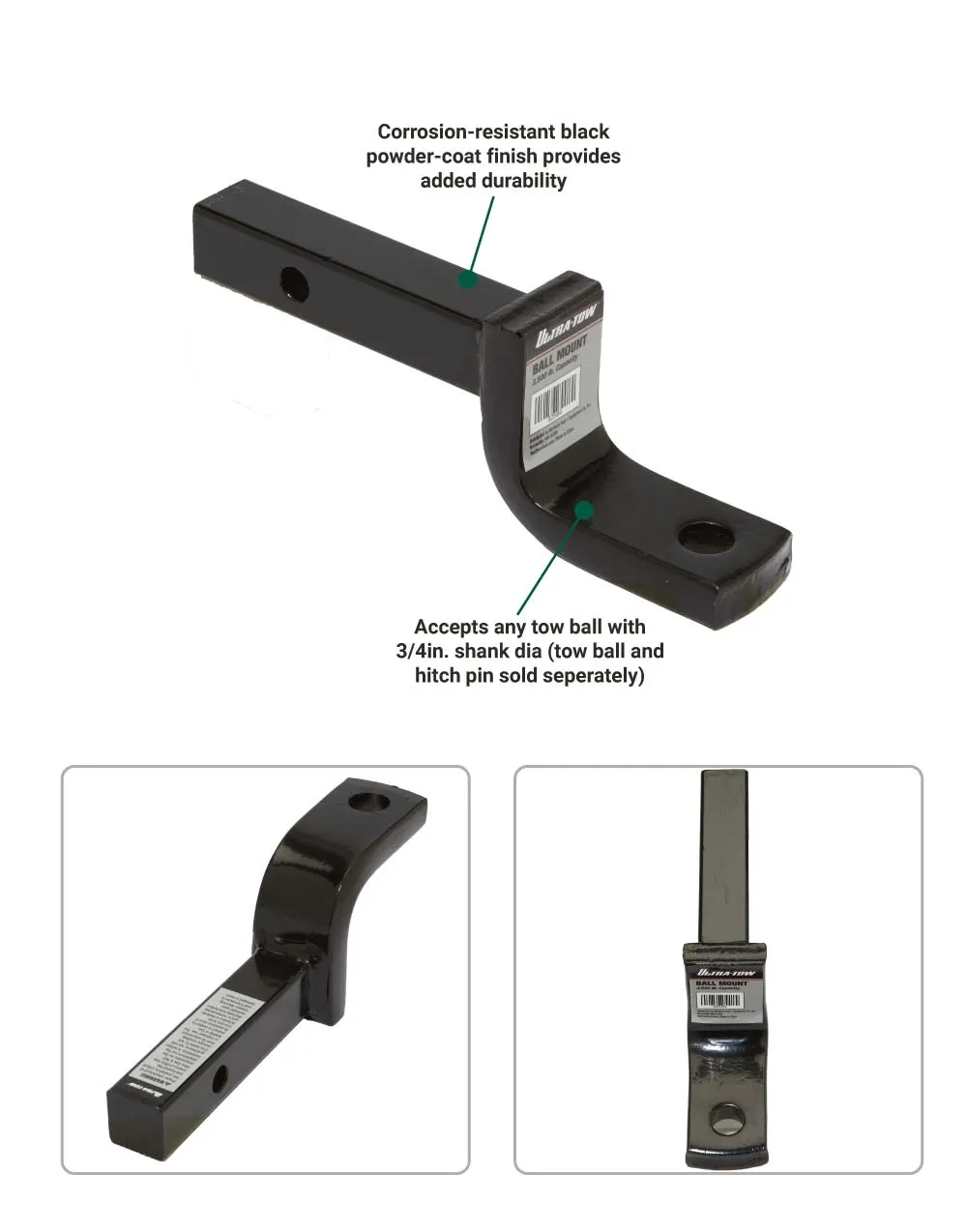 (32584.ULT) Ultra-Tow Steel Ball Mount Class II | 2-1/2-In. Drop | 3,500-Lb. Tow Weight | 7-In. Shank