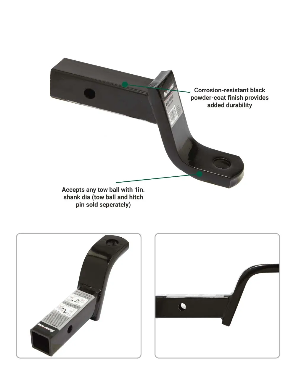 (32592.ULT) Ultra-Tow Hollow Steel Ball Mount Class IV | 4-In. Drop | 6,000-Lb. Tow Weight | 8-In. Shank