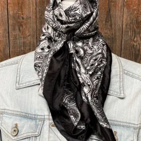 35X35" Black & White Paisley Wild Rag