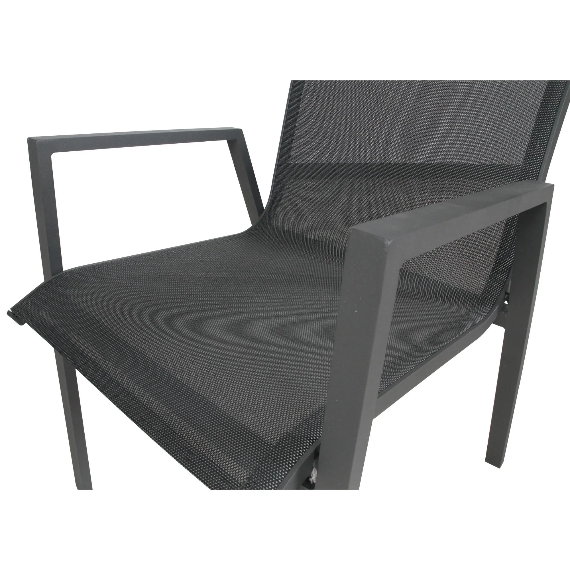 4pc Aluminium Stacking Outdoor Dining Chairs Charcoal