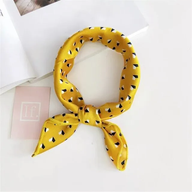 50*50cm Silk Scarves Soft Hair Tie Neckerchief Foulard Muffler Small Square Scarf