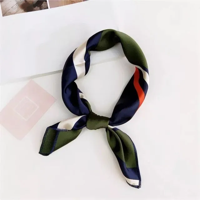 50*50cm Silk Scarves Soft Hair Tie Neckerchief Foulard Muffler Small Square Scarf