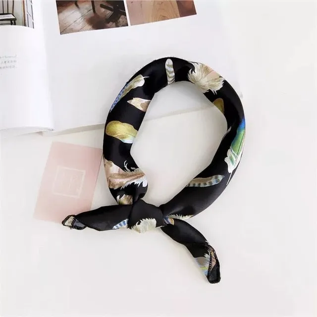 50*50cm Silk Scarves Soft Hair Tie Neckerchief Foulard Muffler Small Square Scarf