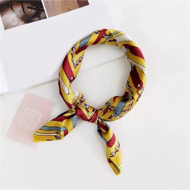 50*50cm Silk Scarves Soft Hair Tie Neckerchief Foulard Muffler Small Square Scarf