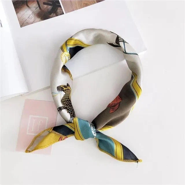 50*50cm Silk Scarves Soft Hair Tie Neckerchief Foulard Muffler Small Square Scarf