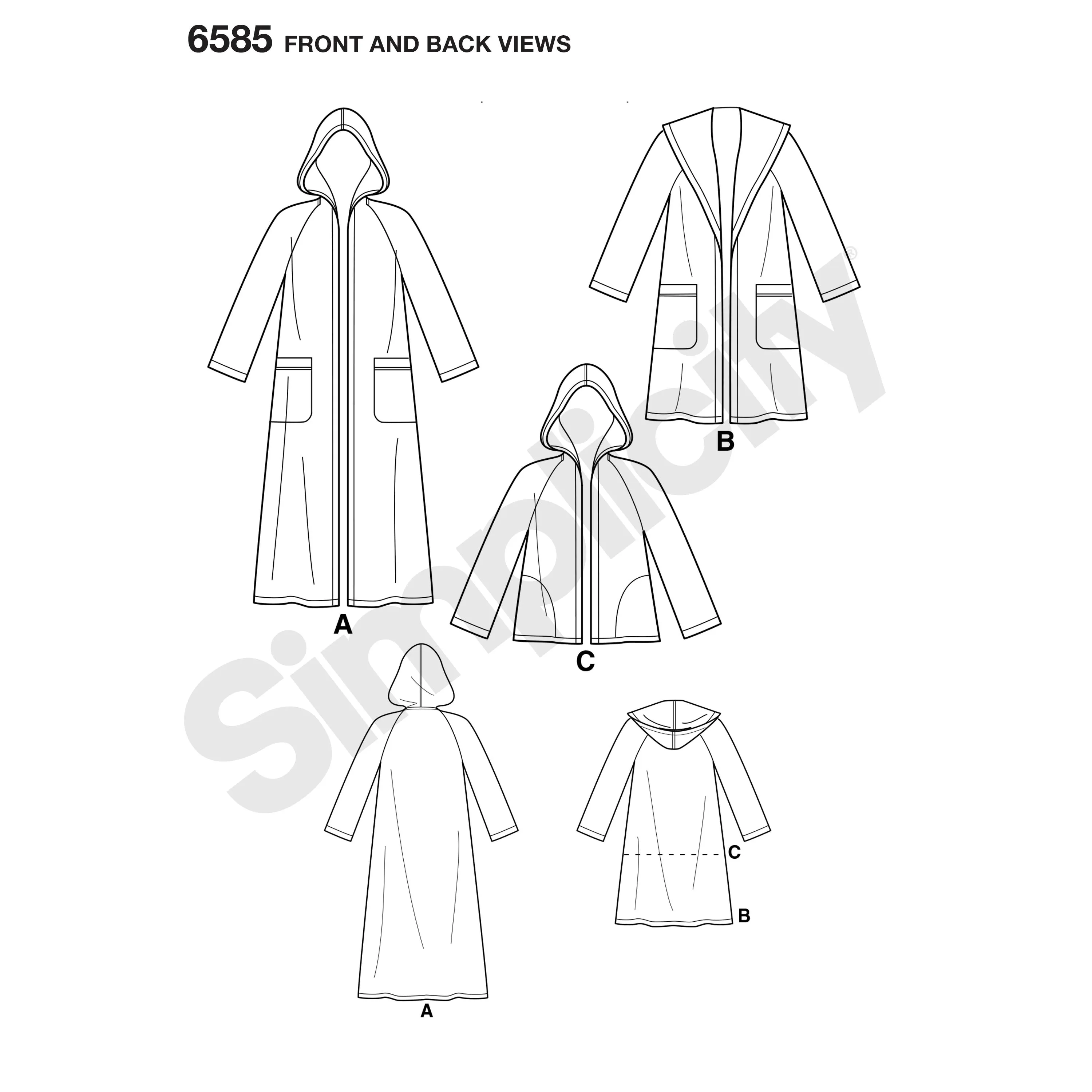 6585 New Look Pattern 6585 Misses' Coat with Hood