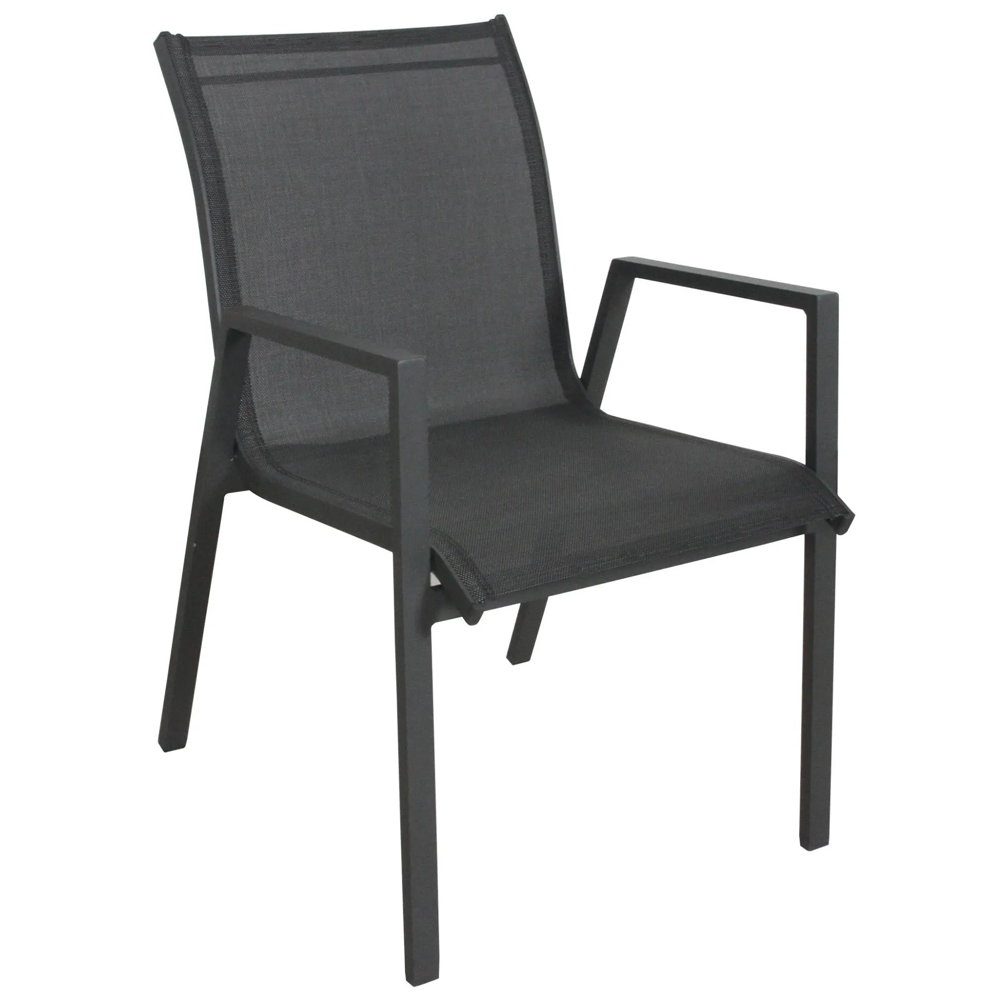 6pc Aluminium Outdoor Dining Chairs, Stackable, Charcoal