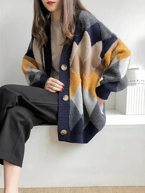 Aleda - Checkered button-down cardigan