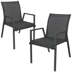 All-Weather Aluminium Dining Chairs, Stackable, 2pc Set, Iberia