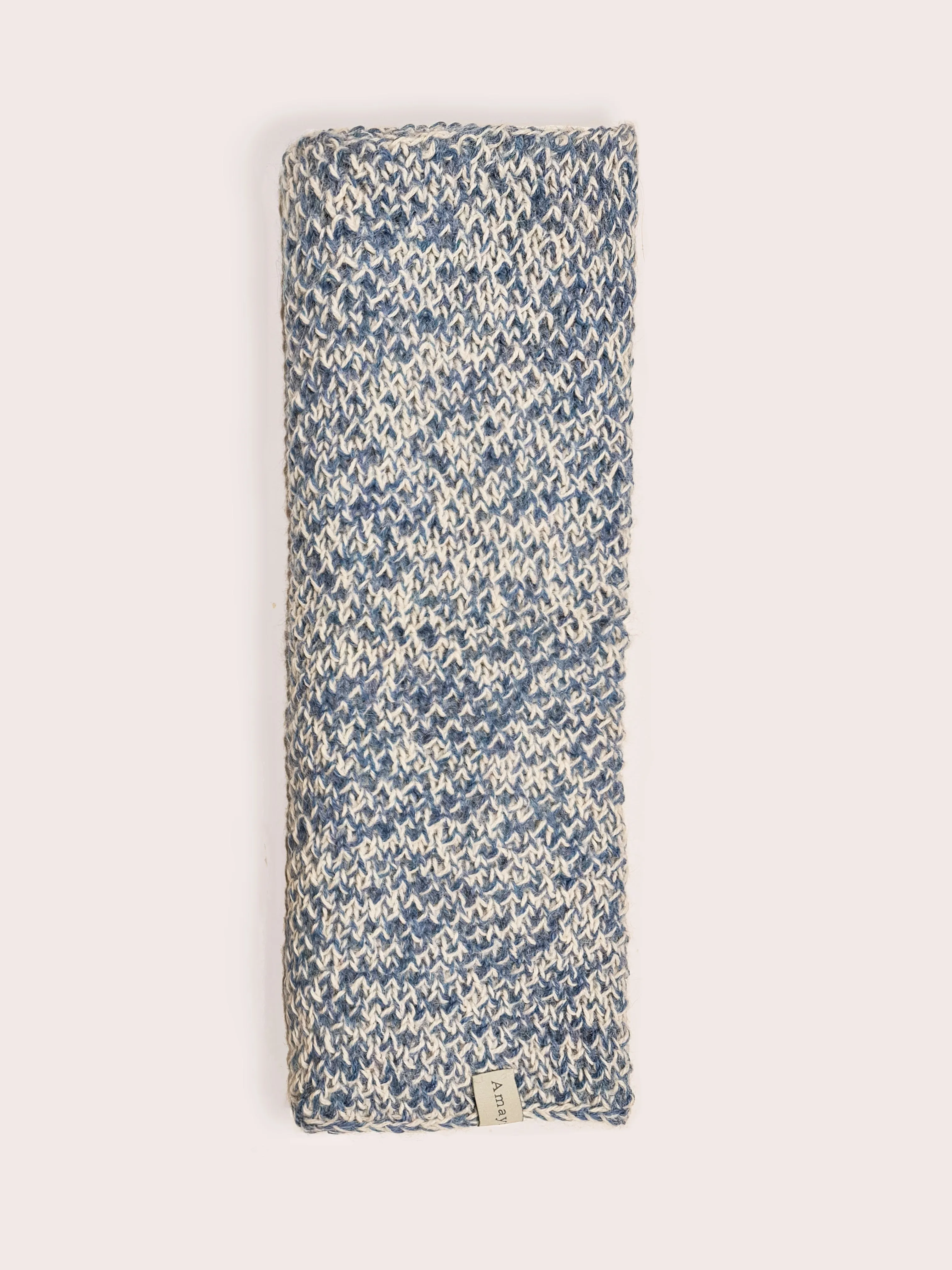 Amayi Alpaca - Flecked Infinity Scarf (Small) Aqua Blue & Cream