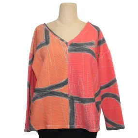 Andrea Geer V-Neck Top With Scarf, Crop Red/Orange, M & L/XL