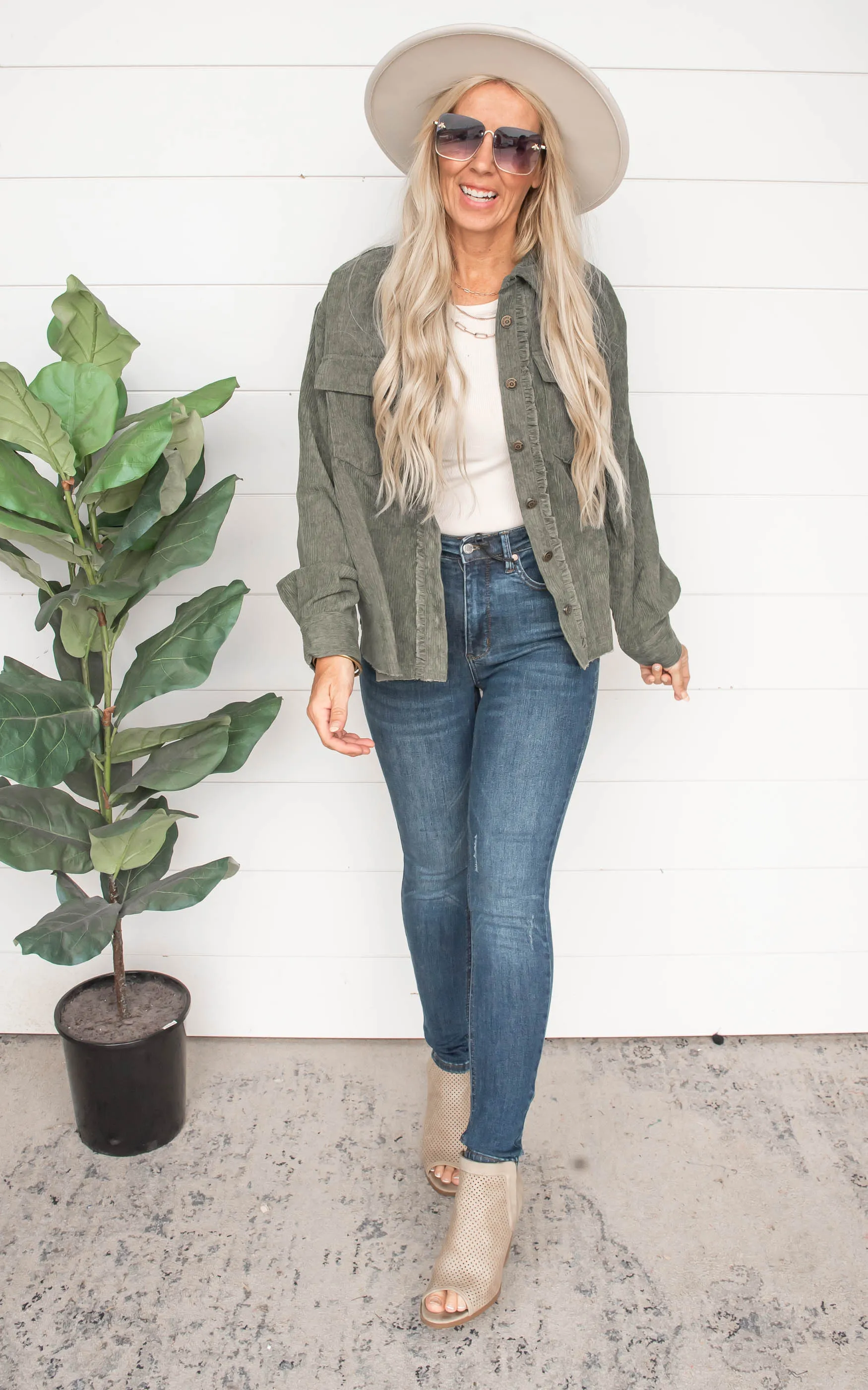 As You Were Olive Button Up Top - Final Sale