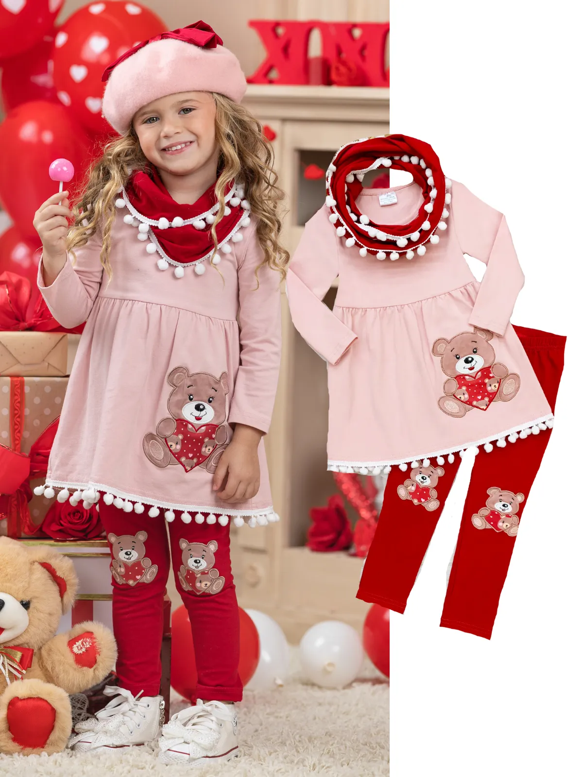 Beary Sweet Tunic, Scarf and Legging Set