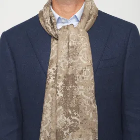 Beige Sicilian Ceramic and Paisley Double Face Wool Scarf