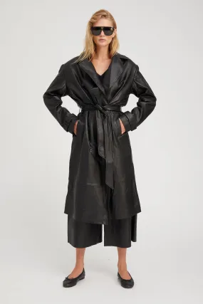 Belle de Jour Black Leather Trench