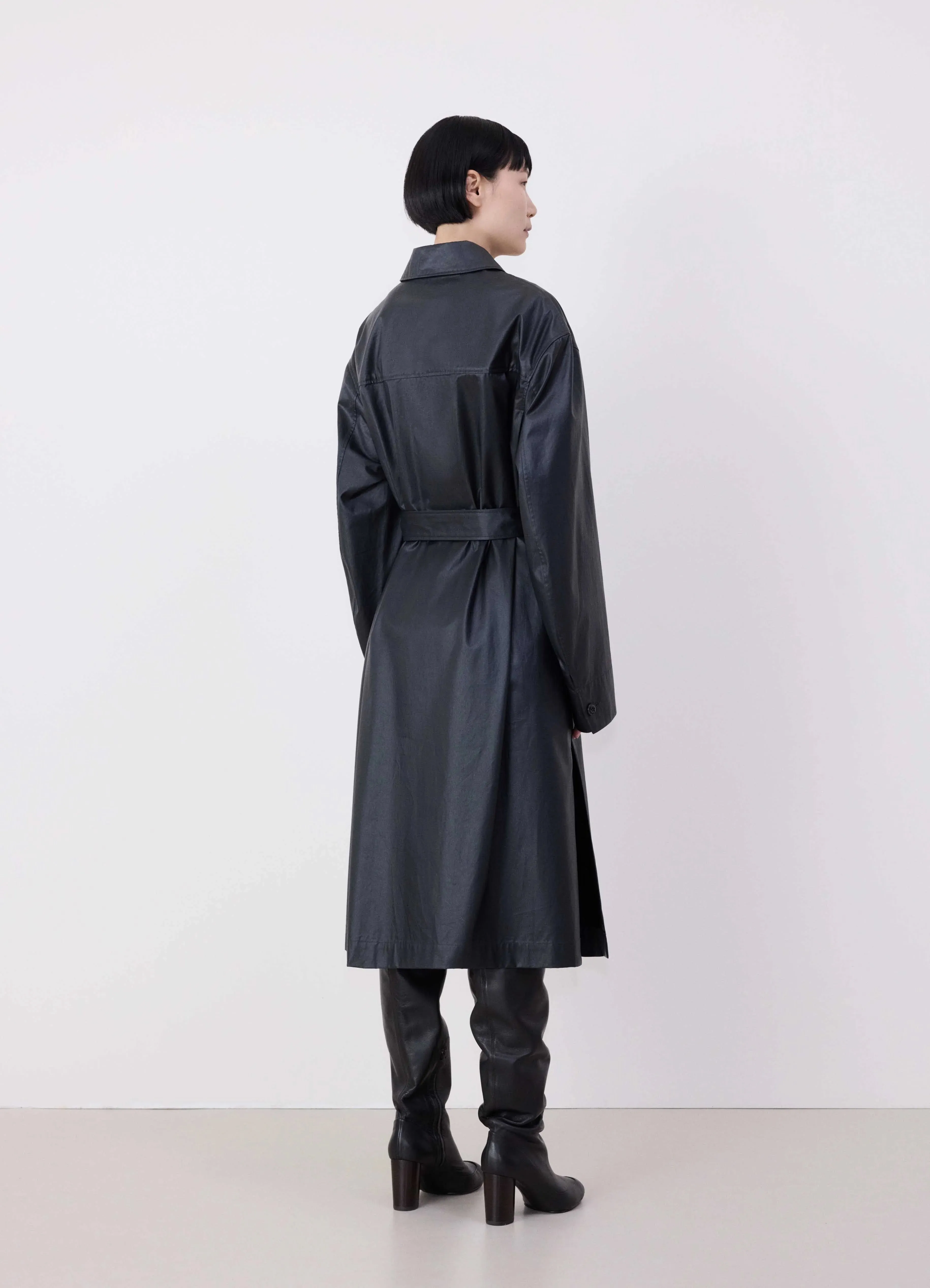 BELTED RAIN COAT WITH SLITS