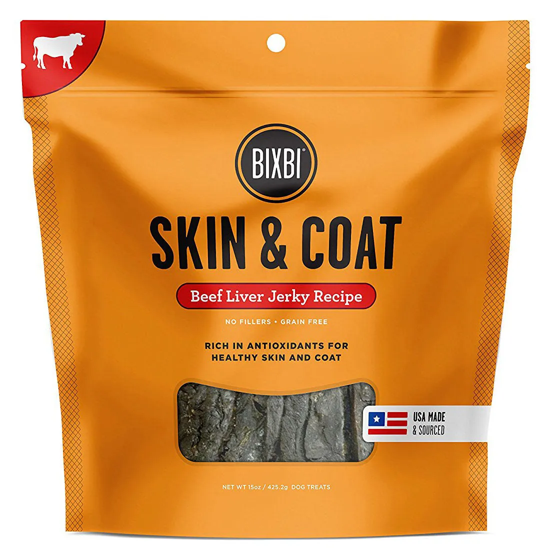 Bixbi Skin & Coat Beef Liver Jerky Dog Treats