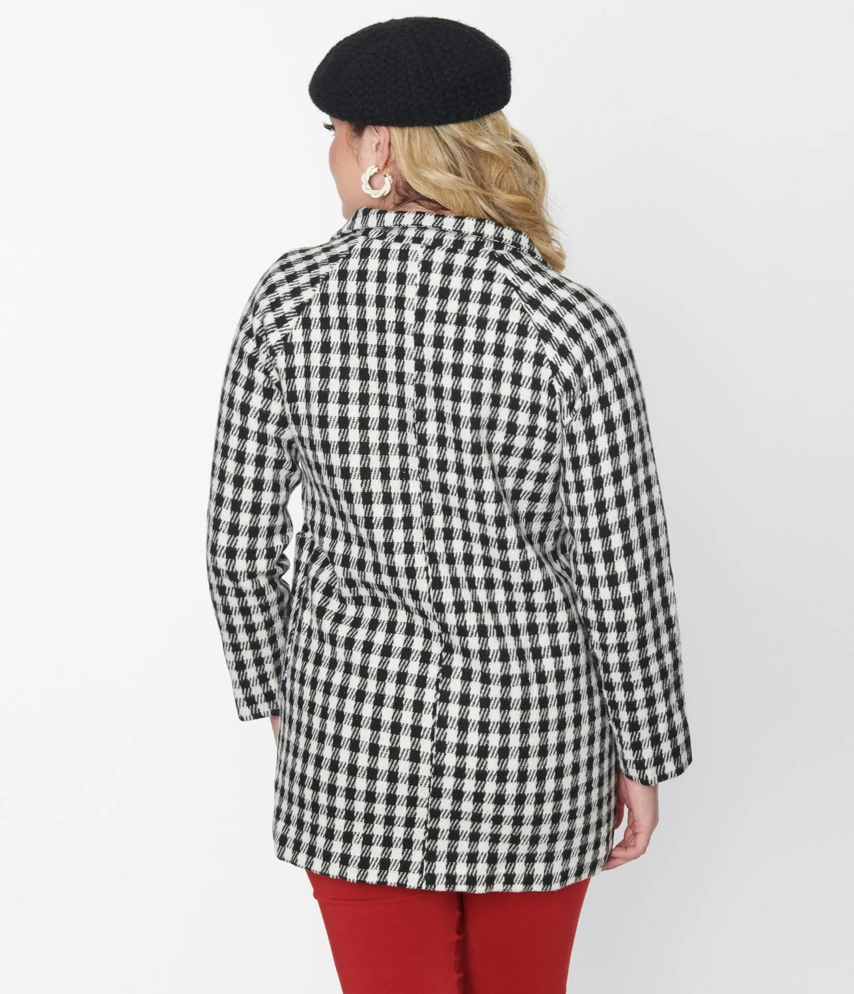 Black & White Gingham Peacoat