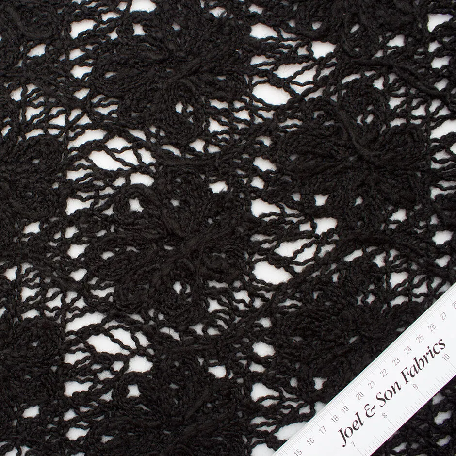 Black Crocheted Pure Wool