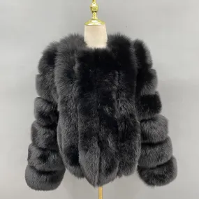 Black Luxury Fur Vertical Pelt Coat