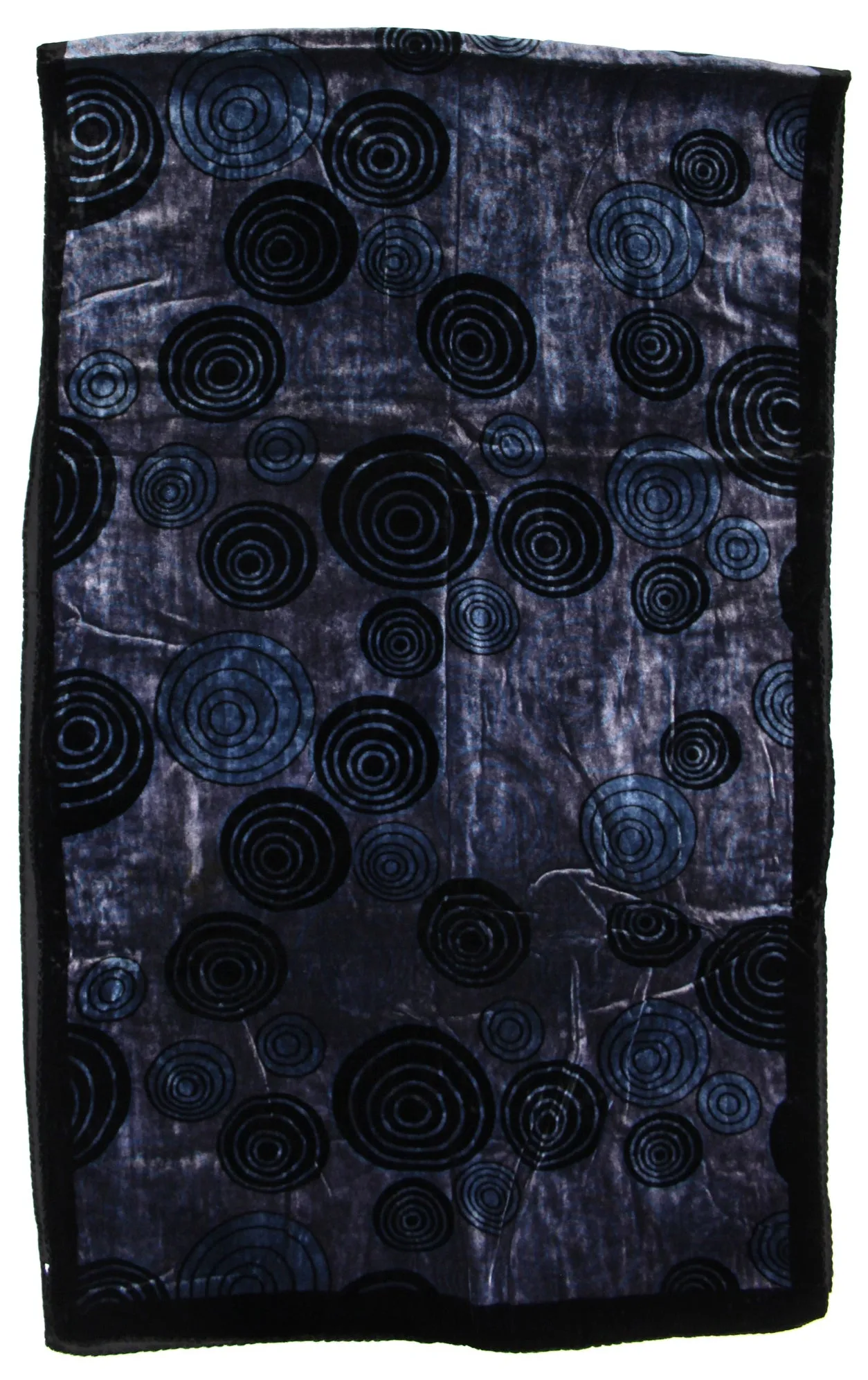 Black   Purple Circle Patterned Devore Velvet Scarf with Black Boarder (176 x 54cm)