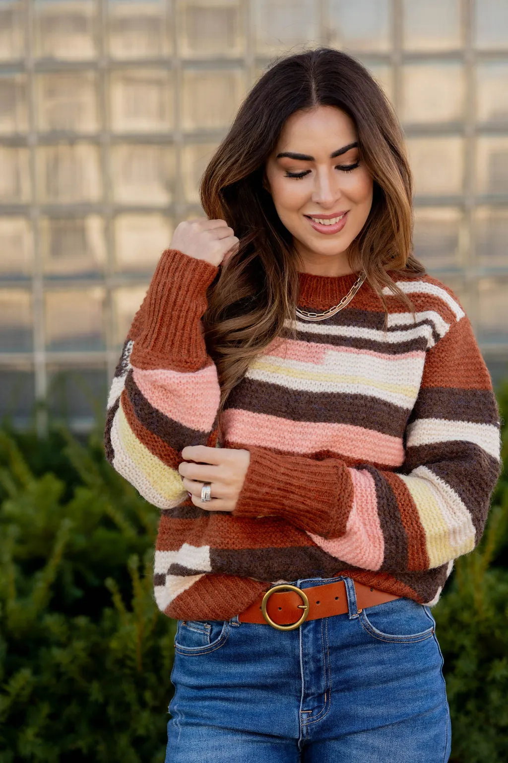 Blocked Stripes Knit Sweater