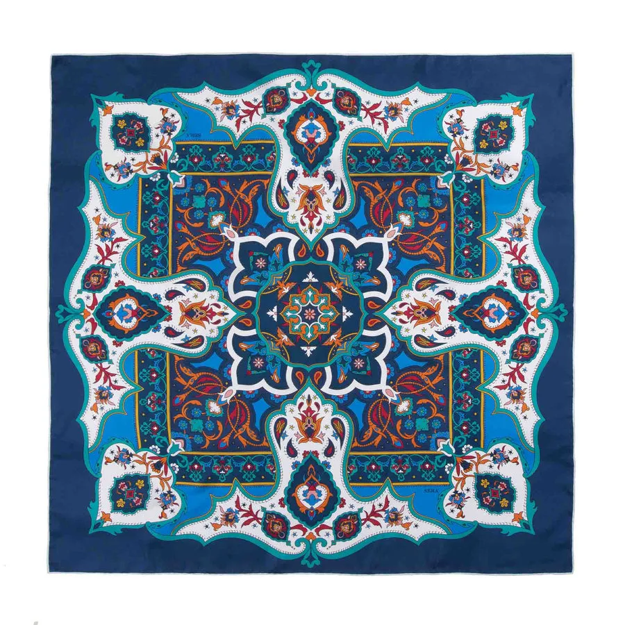 BLUE AND AQUA SILK SCARF