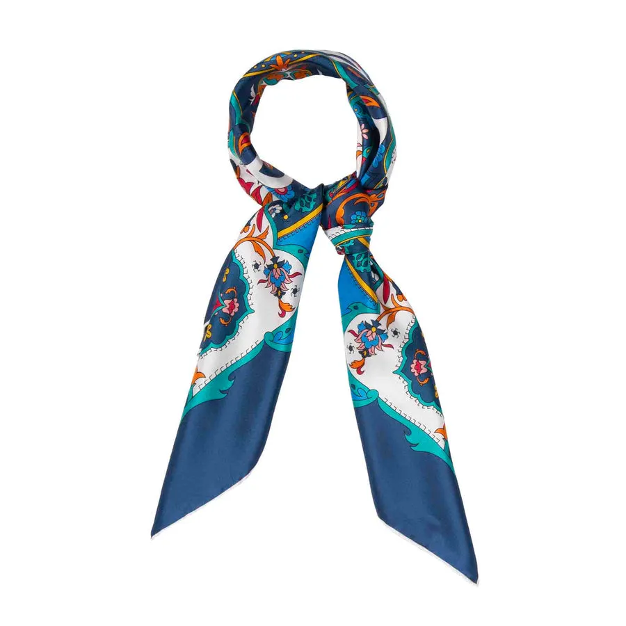 BLUE AND AQUA SILK SCARF