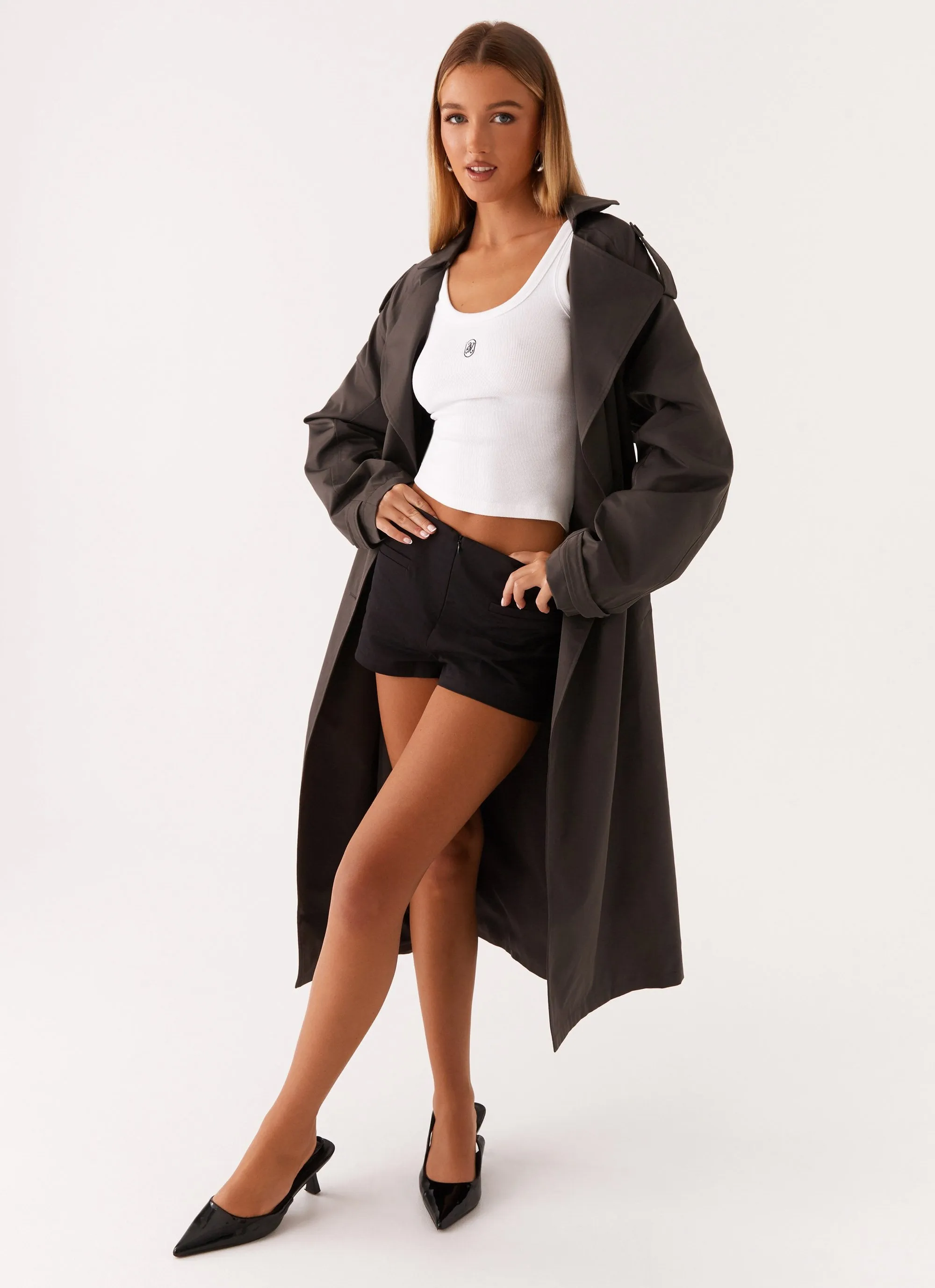 Brighton Oversized Trench Coat - Grey