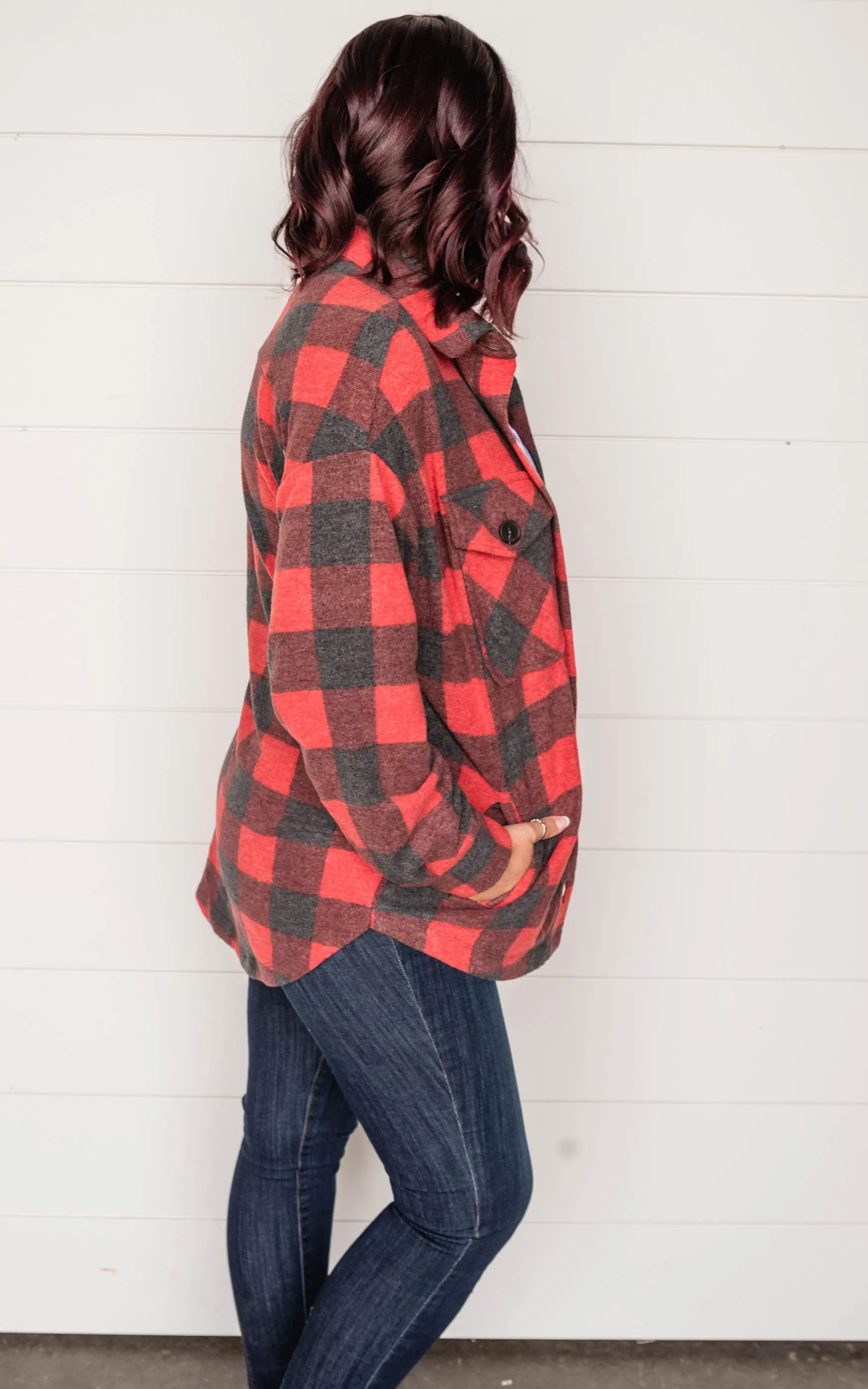 Brushed Buffalo Plaid Top - Red