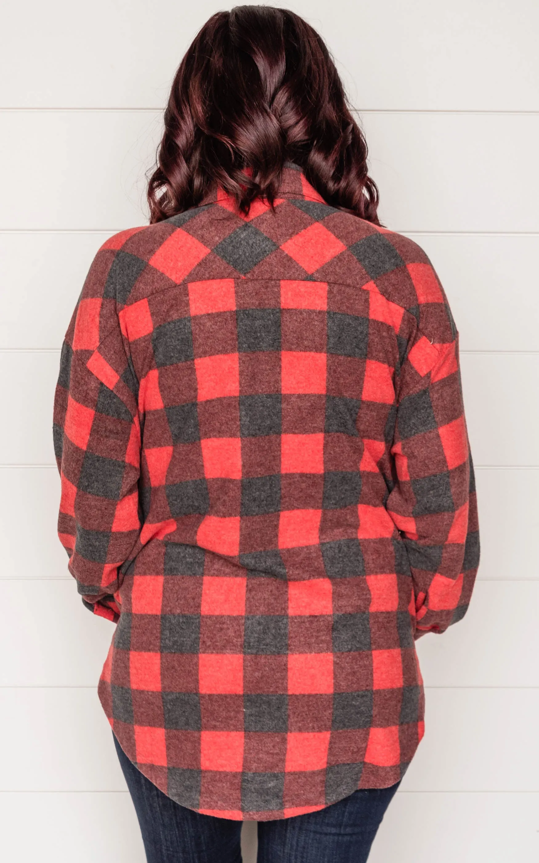 Brushed Buffalo Plaid Top - Red