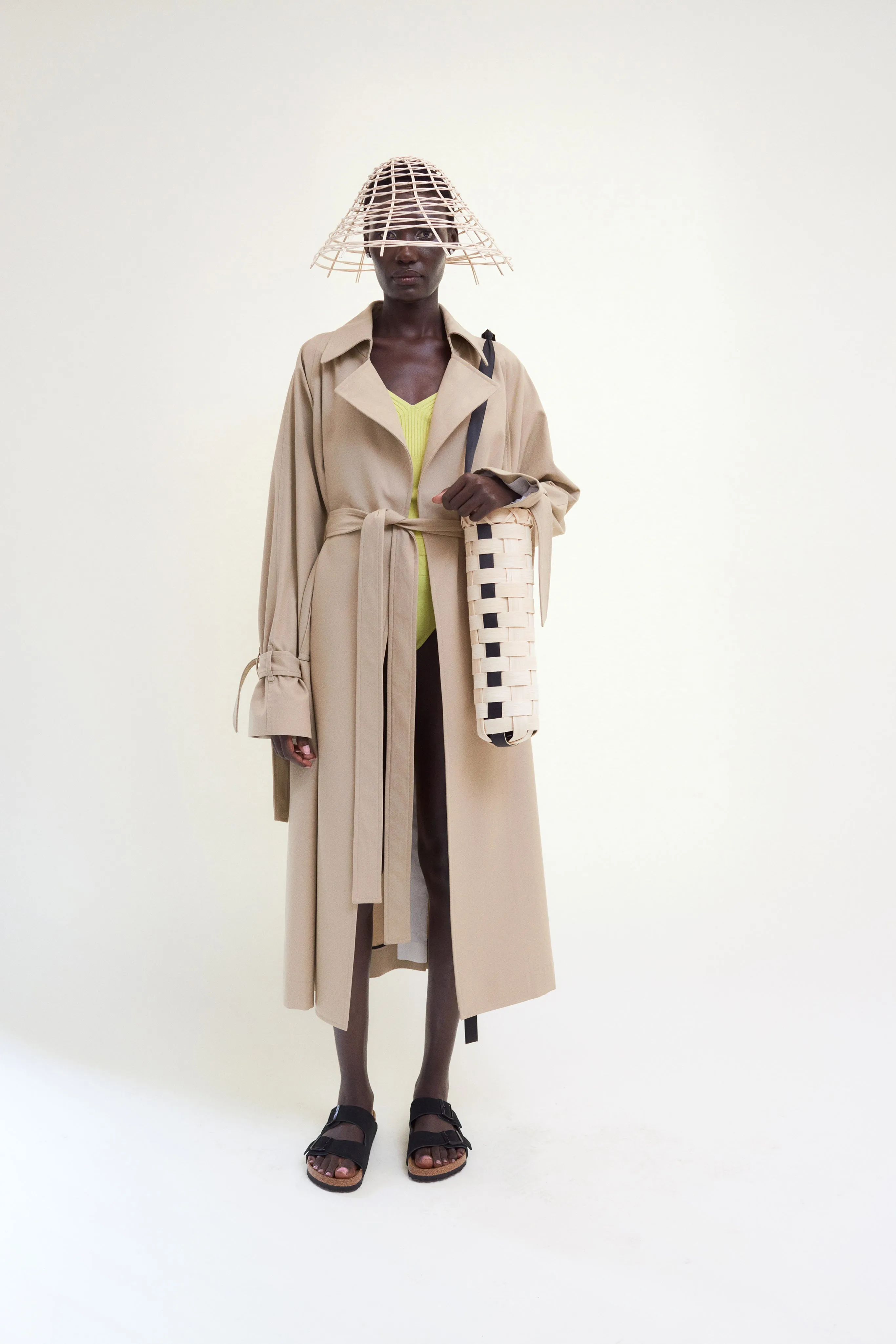 Cape Trench Coat in Sand