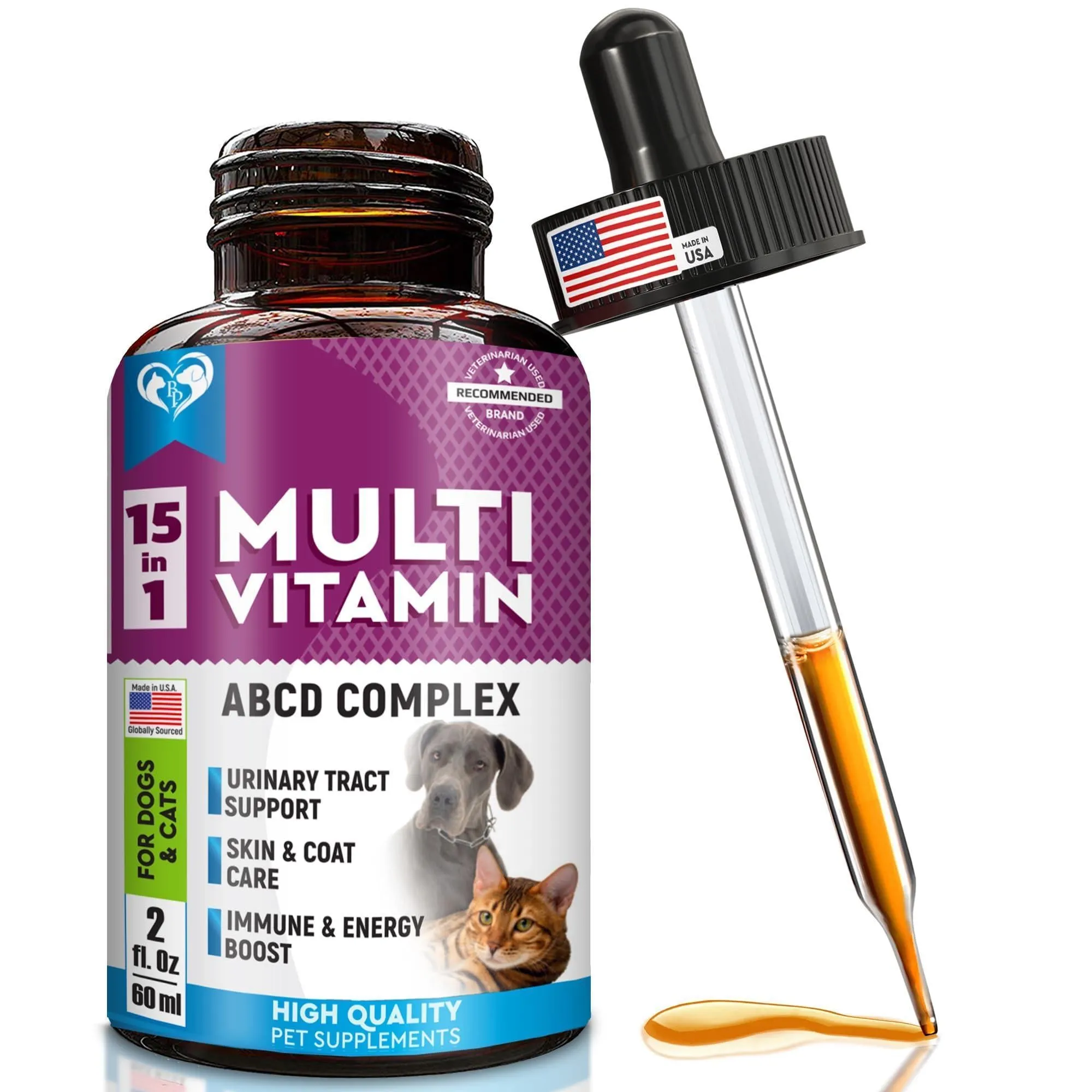 Cat Dog Multivitamin Liquid with Glucosamine and Cranberry Health Supplements