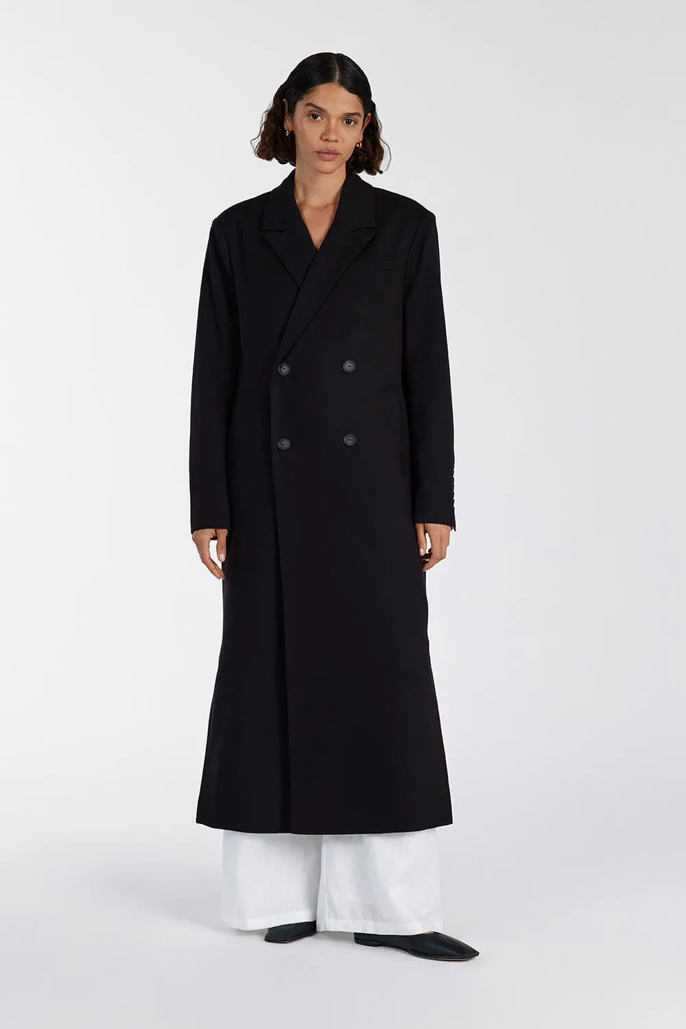 CELINA BLACK WOOL BLEND COAT