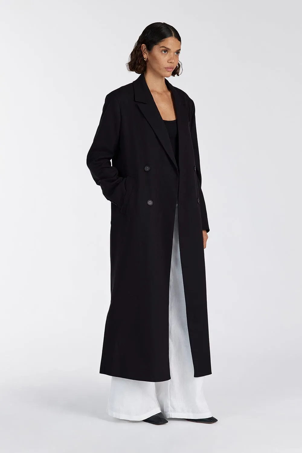 CELINA BLACK WOOL BLEND COAT