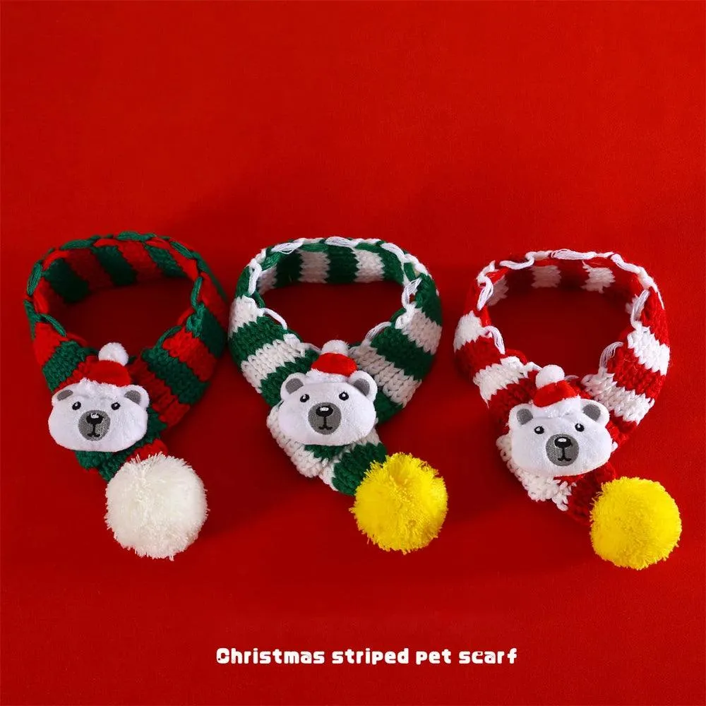 Christmas Pet Scarf & Hat with Bear Decoration