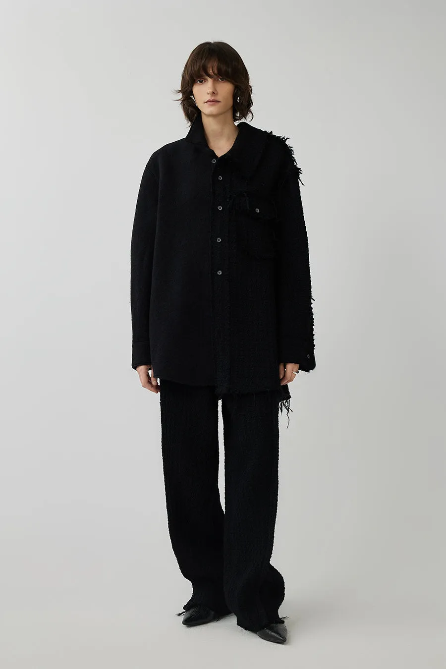 Coat / JNBY Asymmetric Color Block Wool Coat