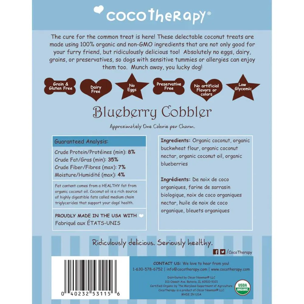 CocoTherapy Coco-Charms Organic Coconut Blueberry Cobbler Training Grain-Free Dog Treats 5oz