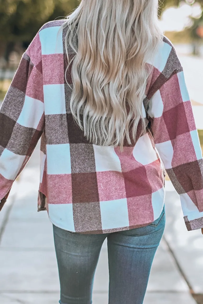 Colorblock Plaid Long Sleeve Jacket