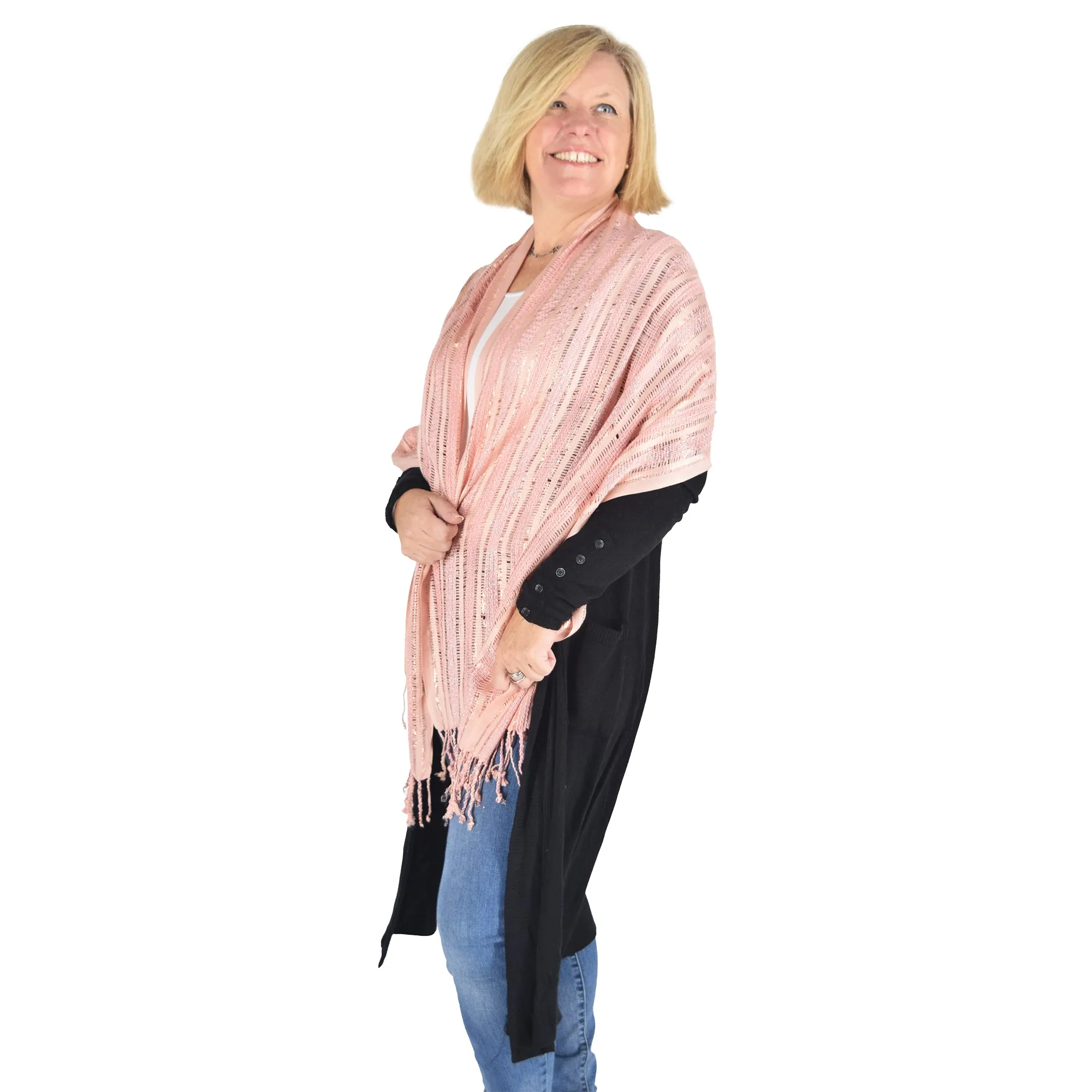 Coral Lurex Shimmer Scarf