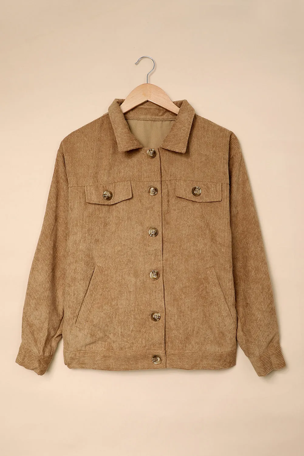 Corduroy Long Sleeve Buttoned Jacket